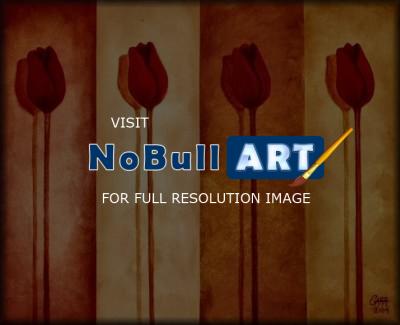 Modern Abstract Flowers - Tulip Shadows - Oil  Acrylic On Canvas